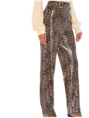 LPA Logan High Waisted Wide Leg Leopard Print Pant Size Small